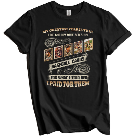Funny Baseball Card Collector Husband Saying Baseball Cards T-Shirt