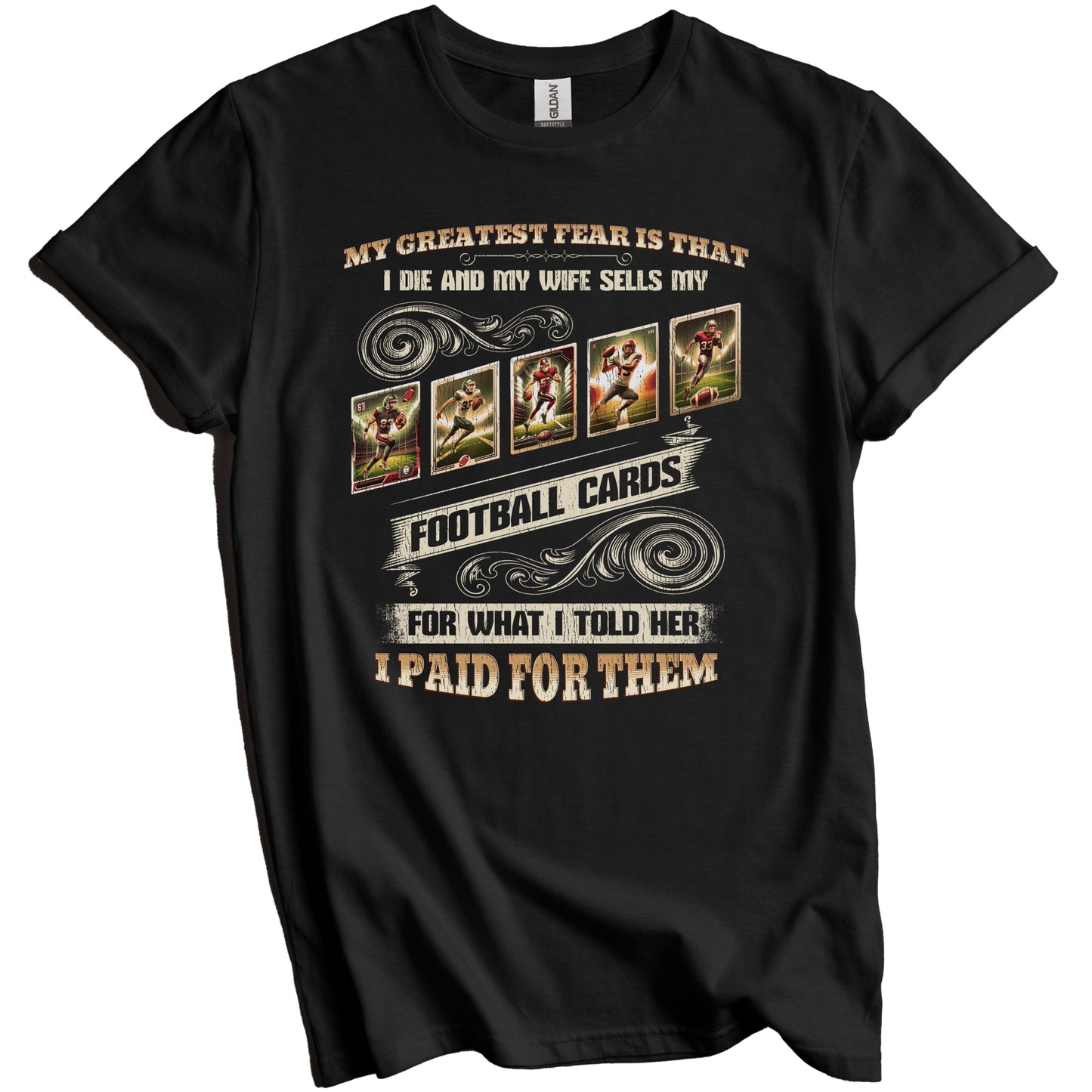 Funny Football Card Collector Husband Saying Football Cards T-Shirt