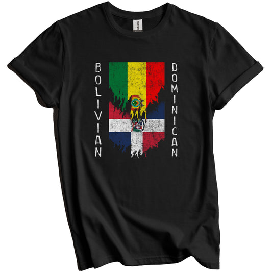 Bolivian Dominican Flags Ripped Torn Bolivia Dominican Republic T-Shirt