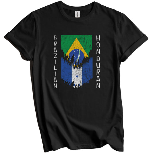 Brazilian Honduran Flags Ripped Torn Brazil Honduras T-Shirt