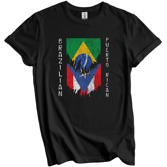 Brazilian Puerto Rican Flags Ripped Torn Brazil Puerto Rico T-Shirt