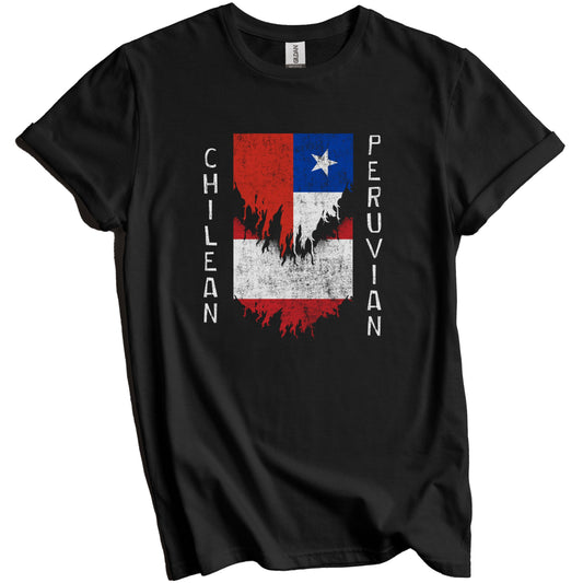 Chilean Peruvian Flags Ripped Torn Chile Peru T-Shirt