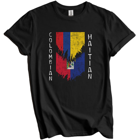 Colombian Haitian Flags Ripped Torn Colombia Haiti T-Shirt