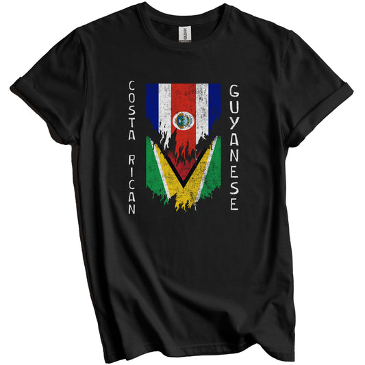 Costa Rican Guyanese Flags Ripped Torn Costa Rica Guyana T-Shirt