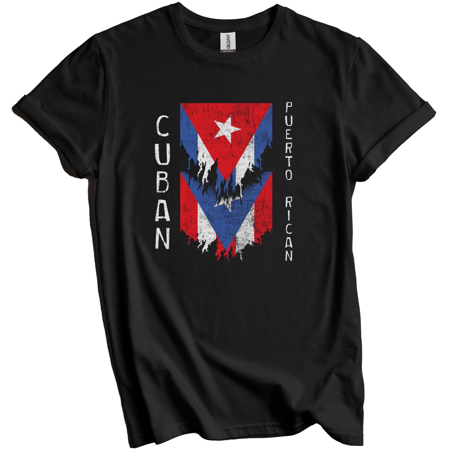 Cuban Puerto Rican Flags Ripped Torn Cuba Puerto Rico T-Shirt
