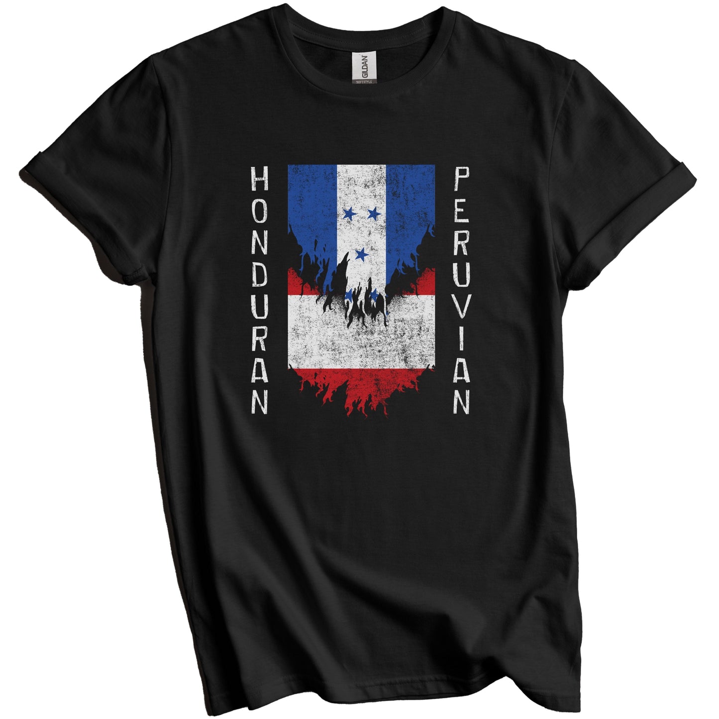 Honduran Peruvian Flags Ripped Torn Honduras Peru T-Shirt