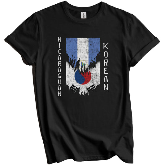Nicaraguan Korean Flags Ripped Torn Nicaragua South Korea T-Shirt