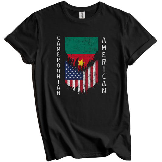 Cameroonian American Flags Ripped Torn Cameroon T-Shirt