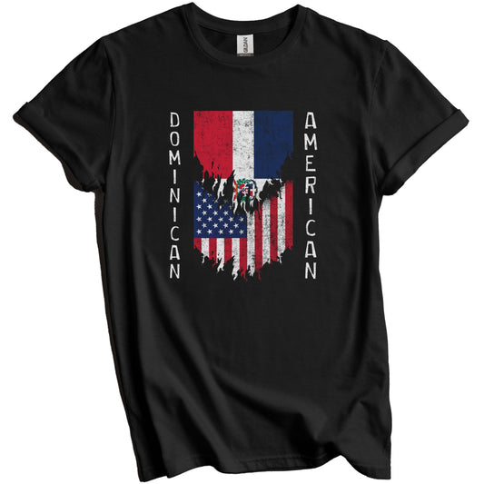 Dominican American Flags Ripped Torn Dominican Republic T-Shirt