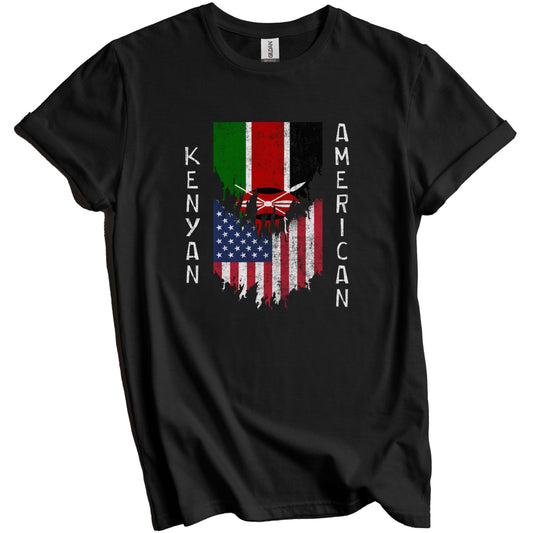 Kenyan American Flags Ripped Torn Kenya T-Shirt