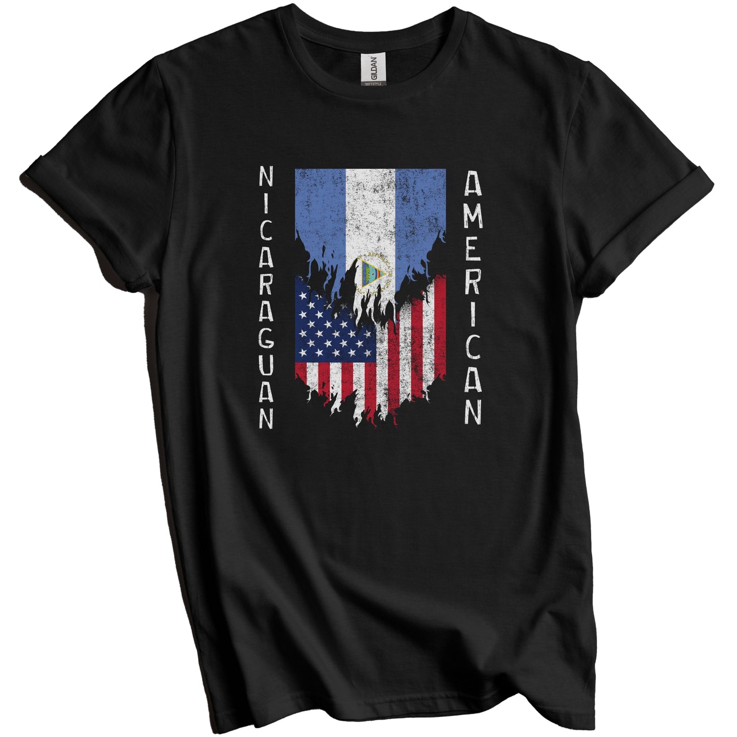 Nicaraguan American Flags Ripped Torn Nicaragua T-Shirt