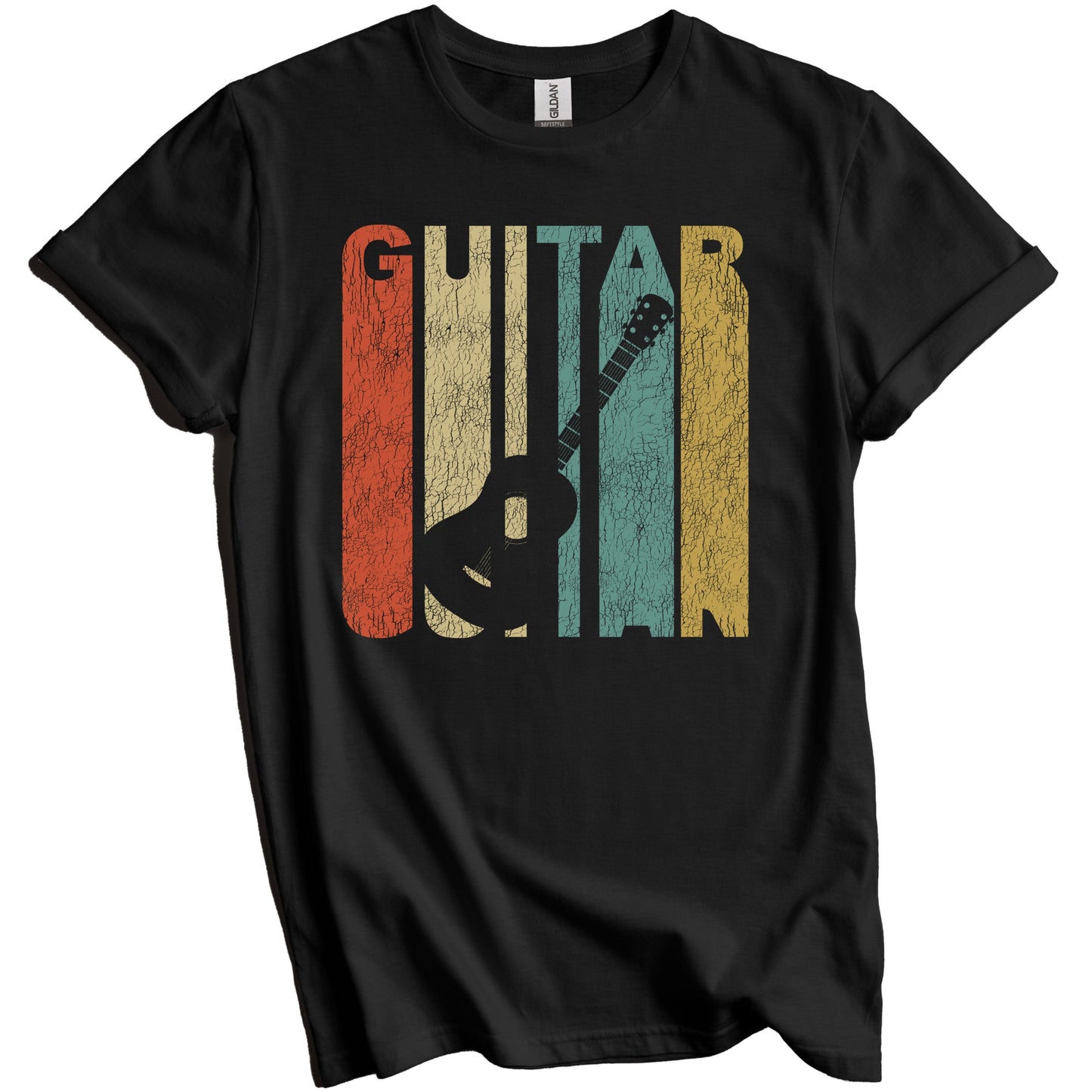 Retro Guitar Distressed Acoustic Guitarist Vintage Music T-Shirt