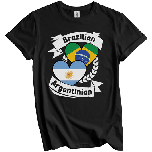 Brazilian Argentinian Heart Flags Brazil Argentina T-Shirt