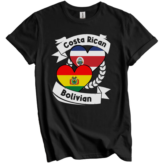 Costa Rican Bolivian Heart Flags Costa Rica Bolivia T-Shirt