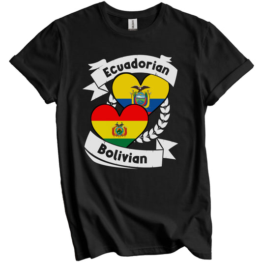 Ecuadorian Bolivian Heart Flags Ecuador Bolivia T-Shirt