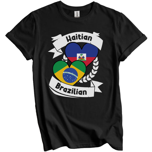 Haitian Brazilian Heart Flags Haiti Brazil T-Shirt
