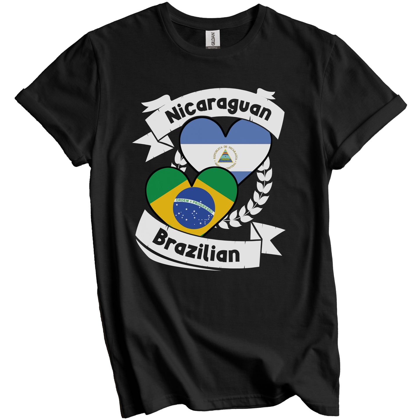 Nicaraguan Brazilian Heart Flags Nicaragua Brazil T-Shirt