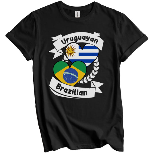 Uruguayan Brazilian Heart Flags Uruguay Brazil T-Shirt