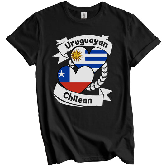 Uruguayan Chilean Heart Flags Uruguay Chile T-Shirt