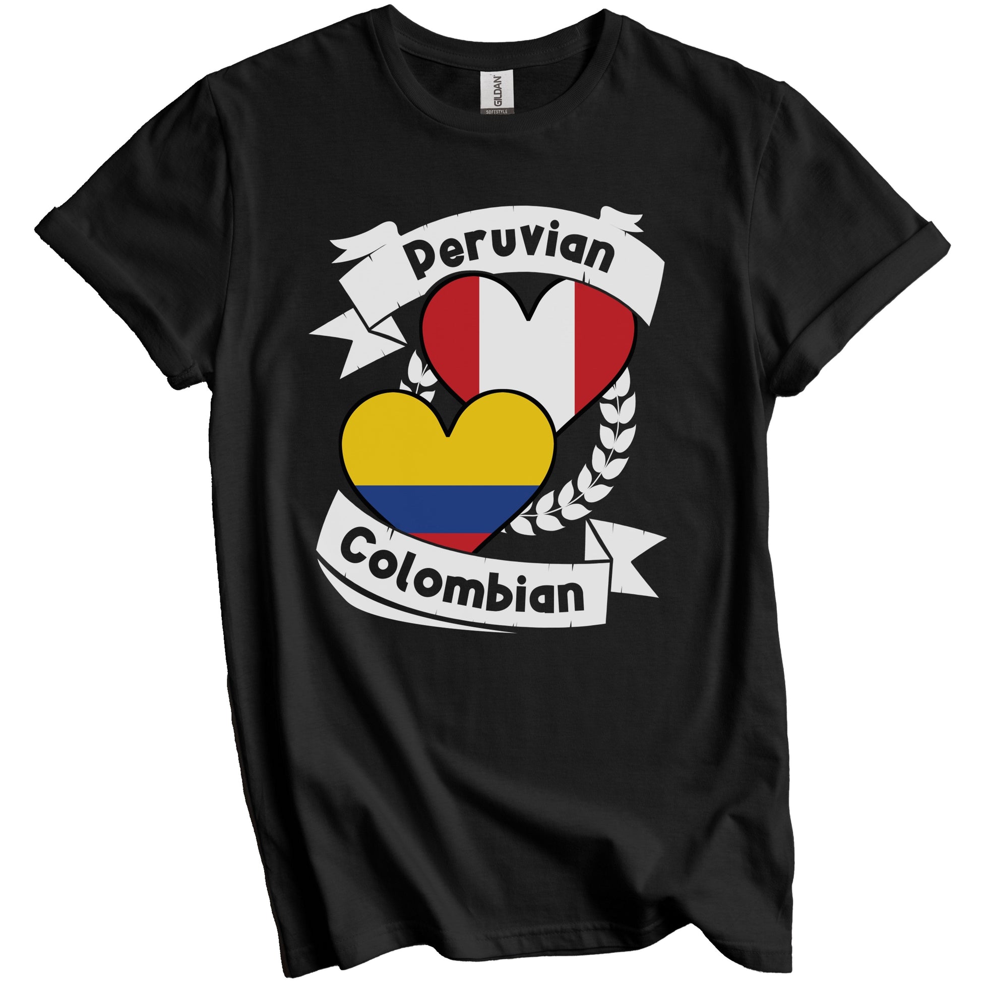 Peruvian Colombian Heart Flags Peru Colombia T-Shirt