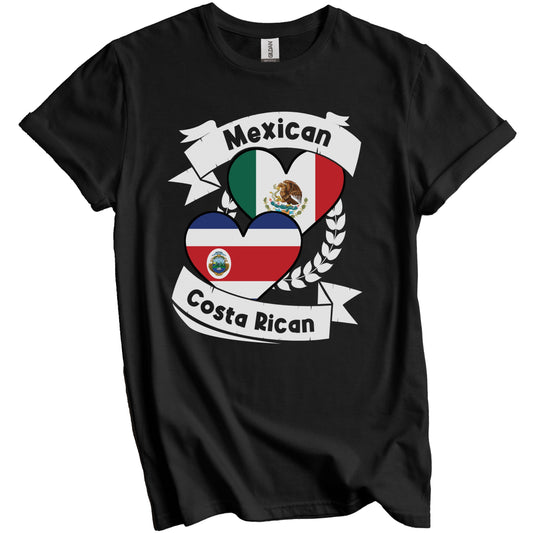 Mexican Costa Rican Heart Flags Mexico Costa Rica T-Shirt