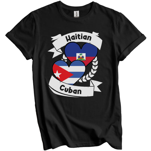 Haitian Cuban Heart Flags Haiti Cuba T-Shirt
