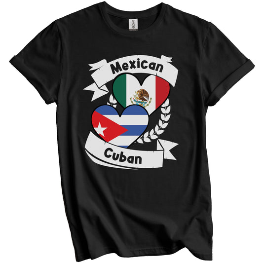 Mexican Cuban Heart Flags Mexico Cuba T-Shirt
