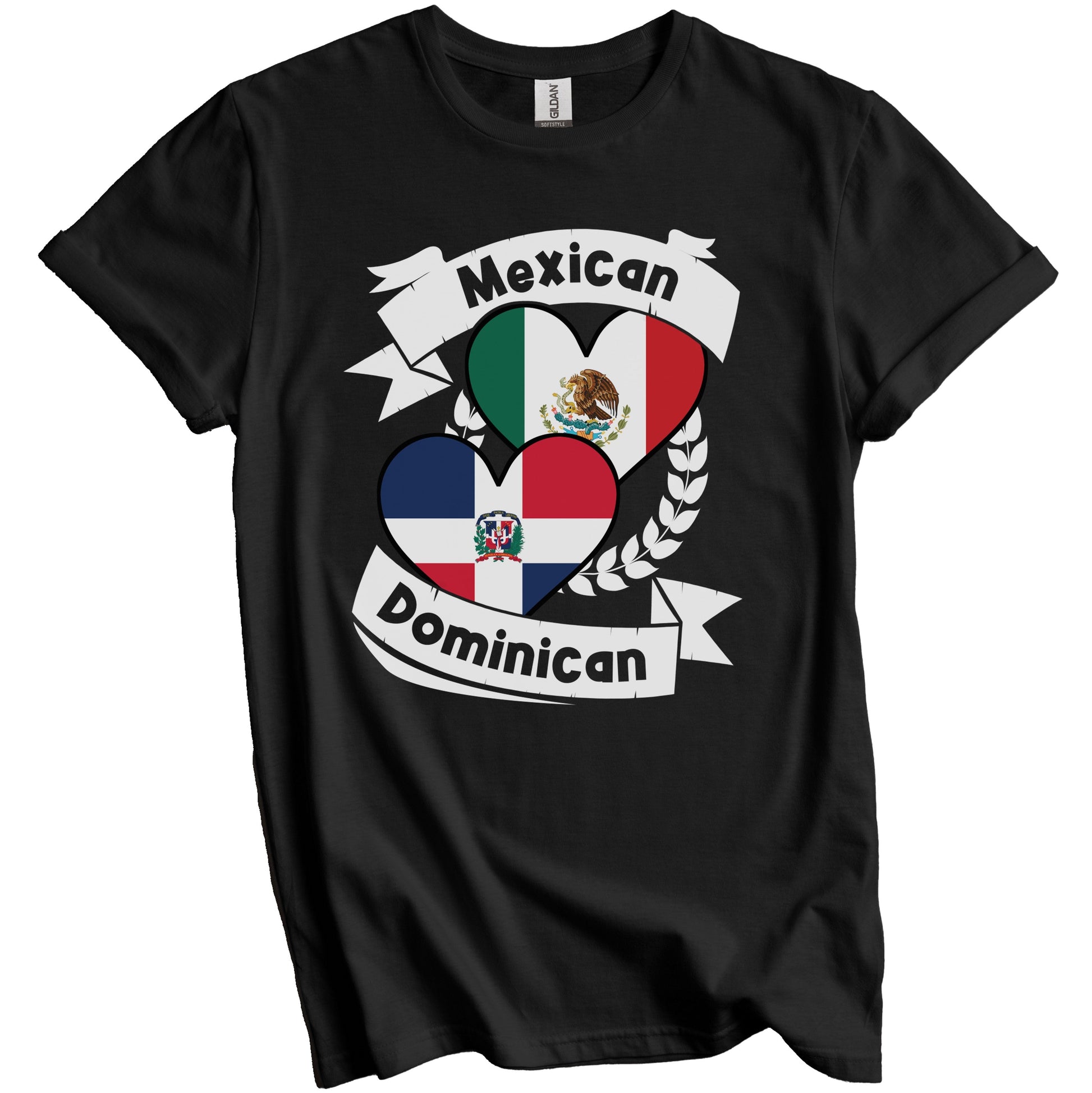 Mexican Dominican Heart Flags Mexico Dominican Republic T-Shirt