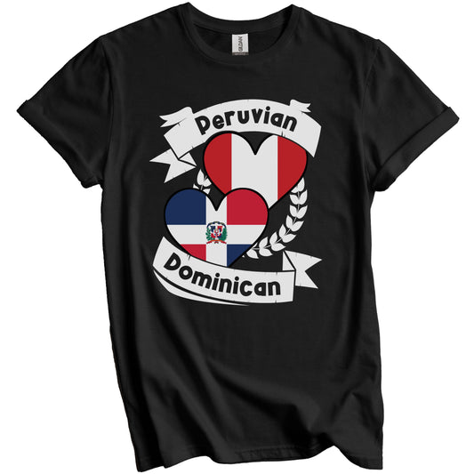 Peruvian Dominican Heart Flags Peru Dominican Republic T-Shirt