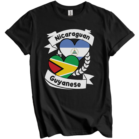 Nicaraguan Guyanese Heart Flags Nicaragua Guyana T-Shirt