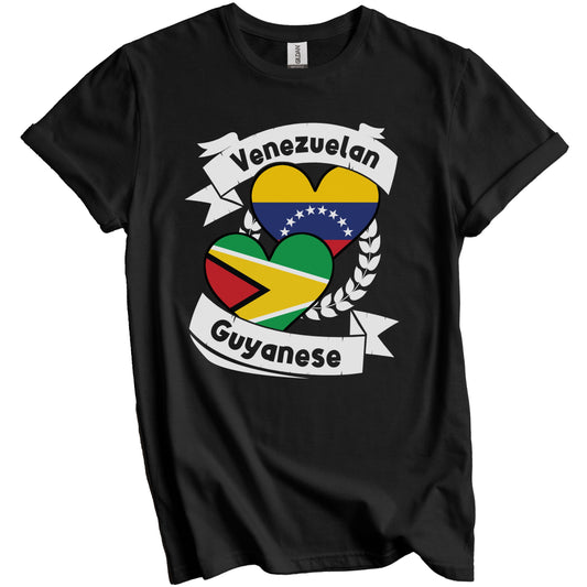 Venezuelan Guyanese Heart Flags Venezuela Guyana T-Shirt