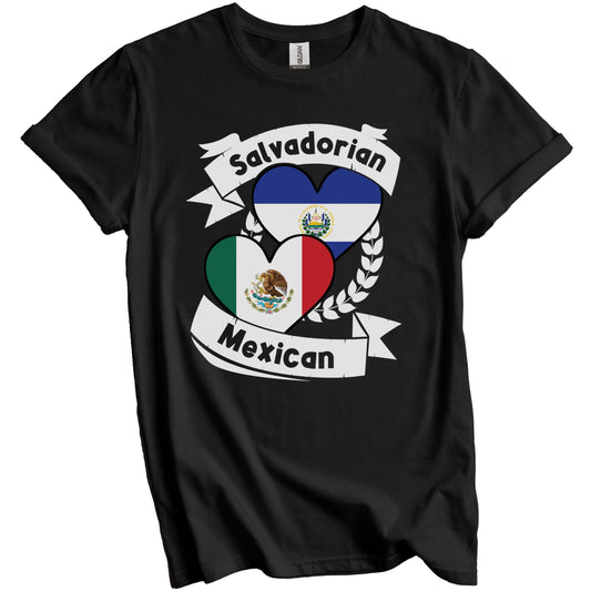Salvadorian Mexican Heart Flags El Salvador Mexico T-Shirt