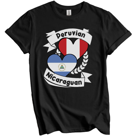 Peruvian Nicaraguan Heart Flags Peru Nicaragua T-Shirt