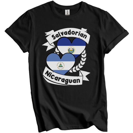 Salvadorian Nicaraguan Heart Flags El Salvador Nicaragua T-Shirt