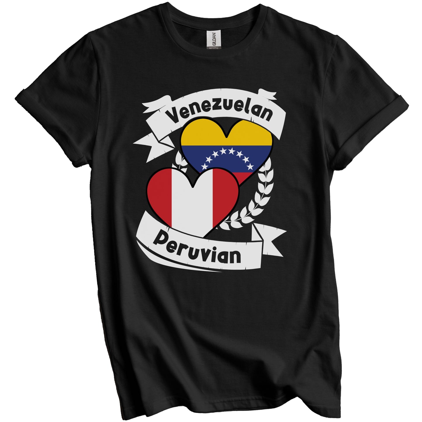 Venezuelan Peruvian Heart Flags Venezuela Peru T-Shirt