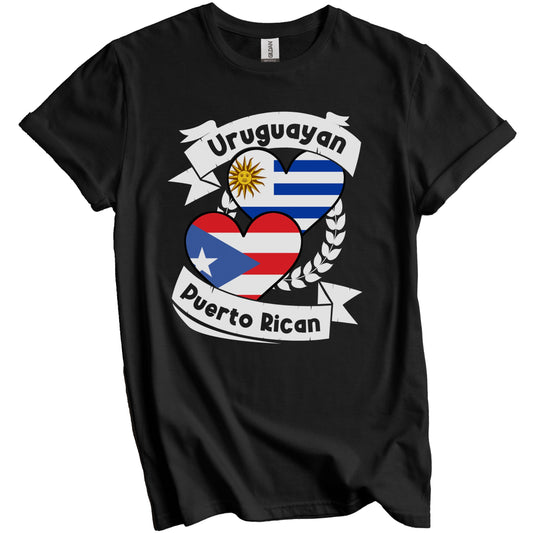 Uruguayan Puerto Rican Heart Flags Uruguay Puerto Rico T-Shirt