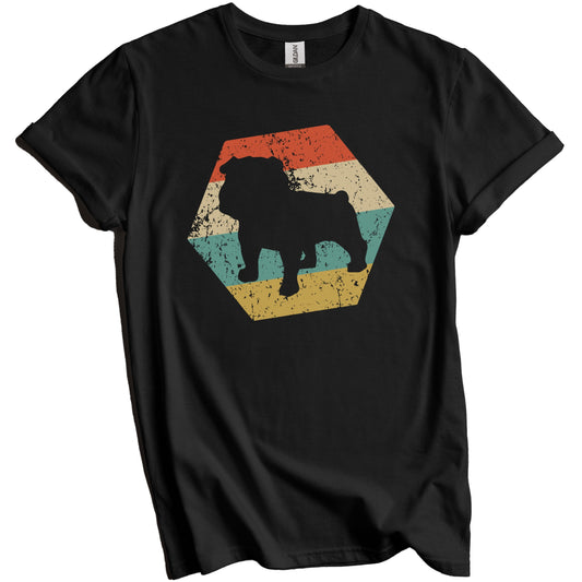 English Bulldog Dog Breed Retro Distressed Hexagon T-Shirt