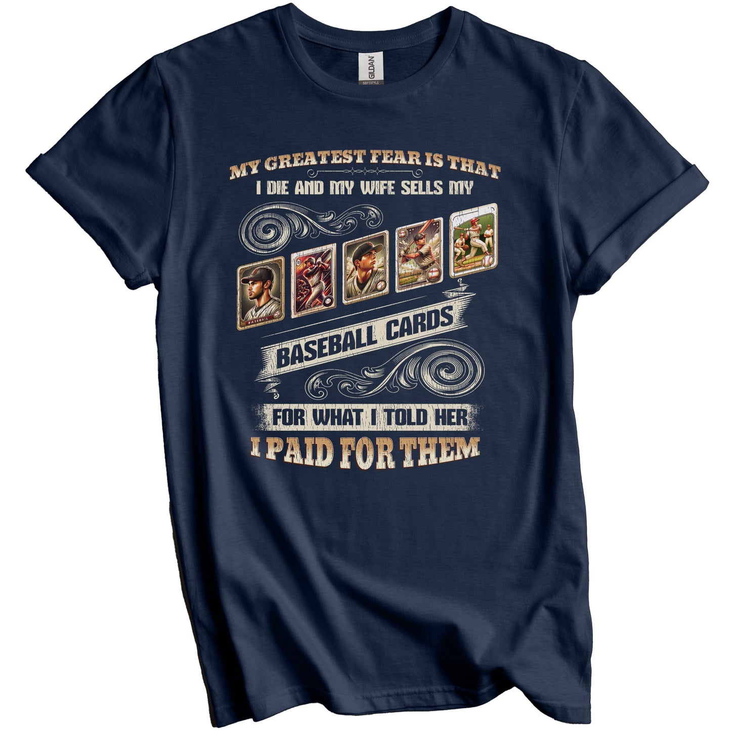 Funny Baseball Card Collector Husband Saying Baseball Cards T-Shirt