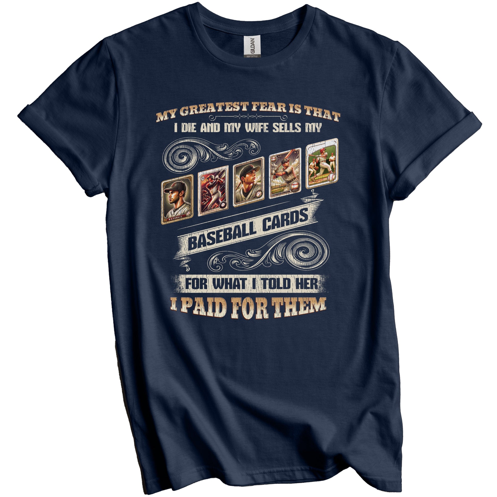 Funny Baseball Card Collector Husband Saying Baseball Cards T-Shirt