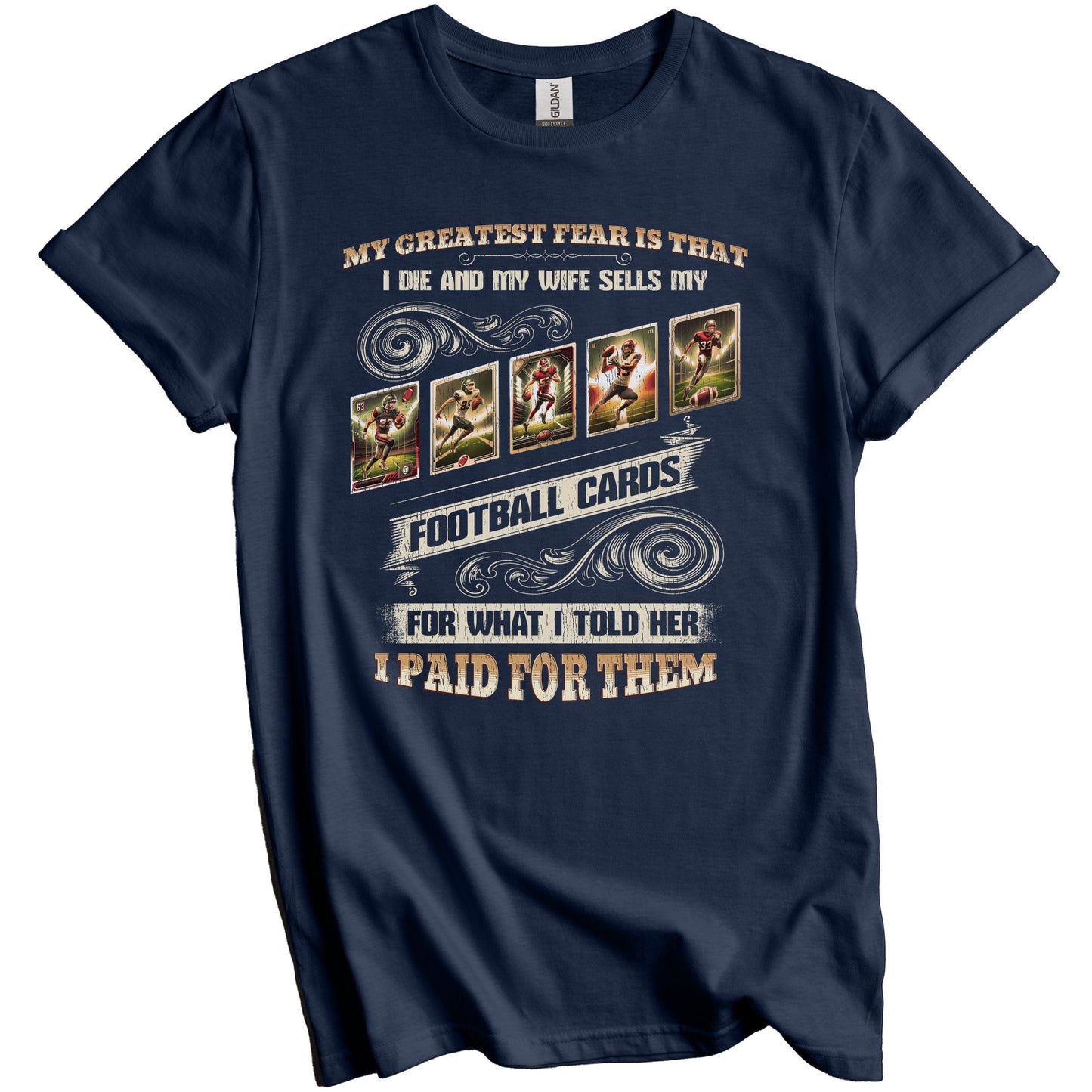 Funny Football Card Collector Husband Saying Football Cards T-Shirt