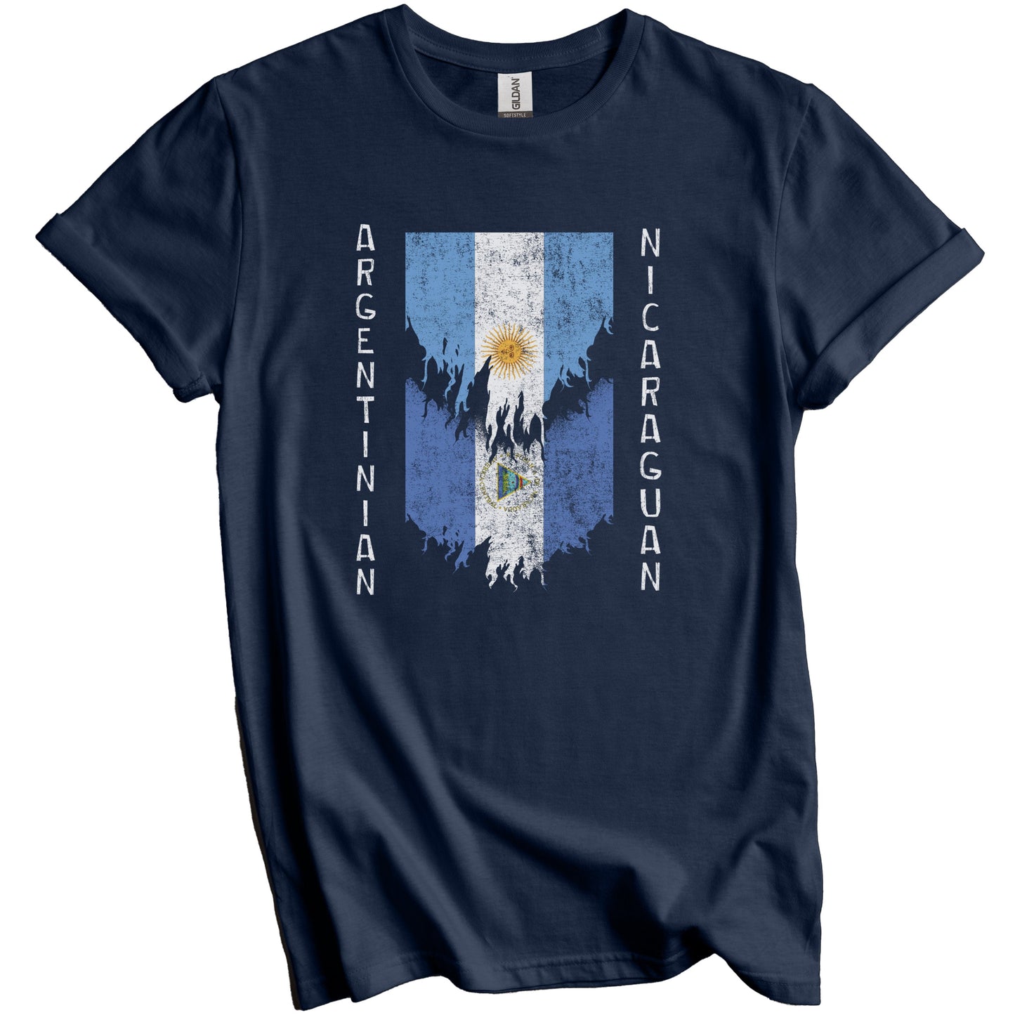 Argentinian Nicaraguan Flags Ripped Torn Argentina Nicaragua T-Shirt