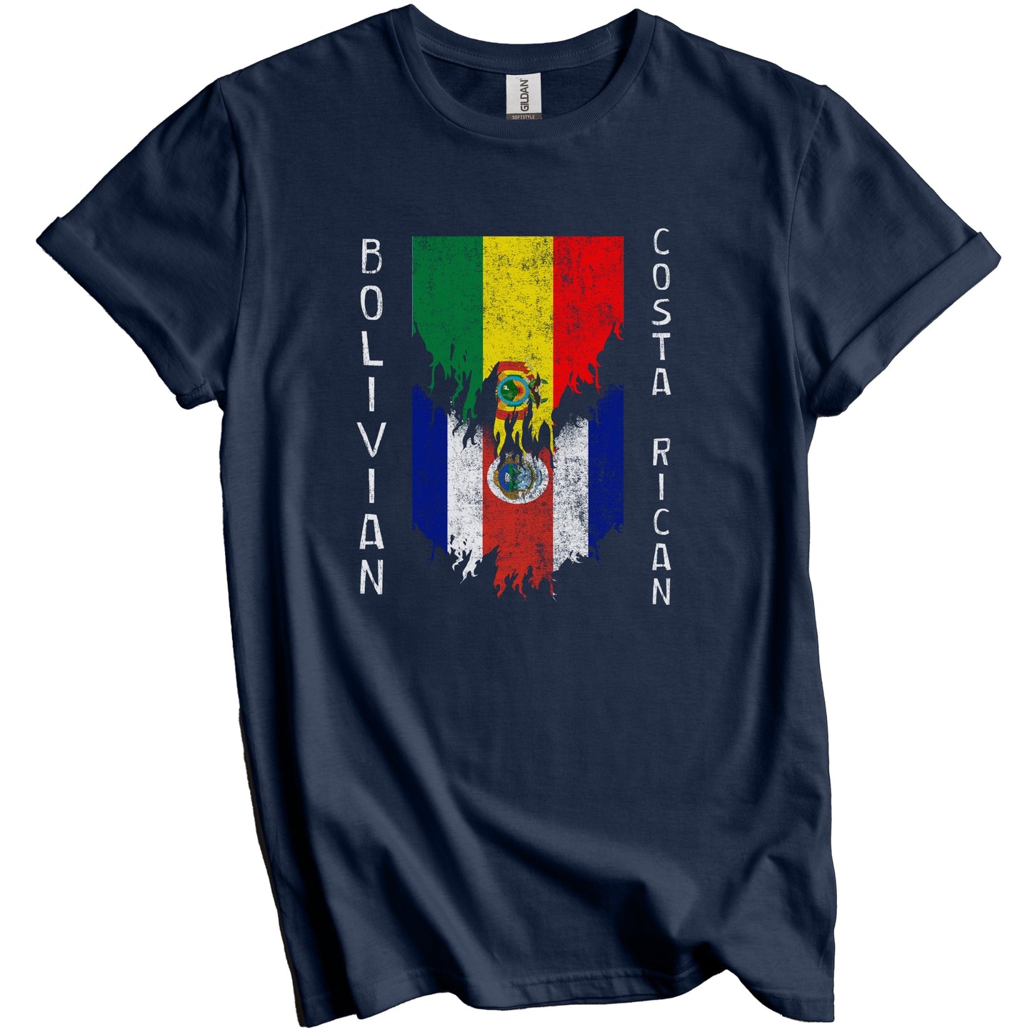 Bolivian Costa Rican Flags Ripped Torn Bolivia Costa Rica T-Shirt