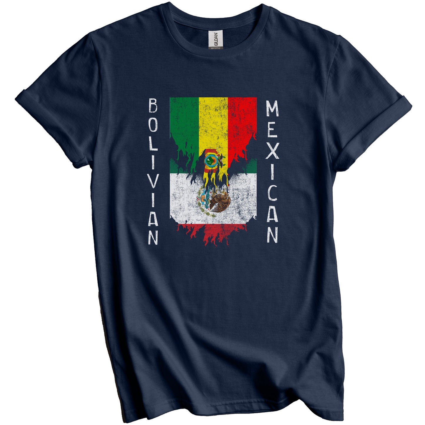 Bolivian Mexican Flags Ripped Torn Bolivia Mexico T-Shirt