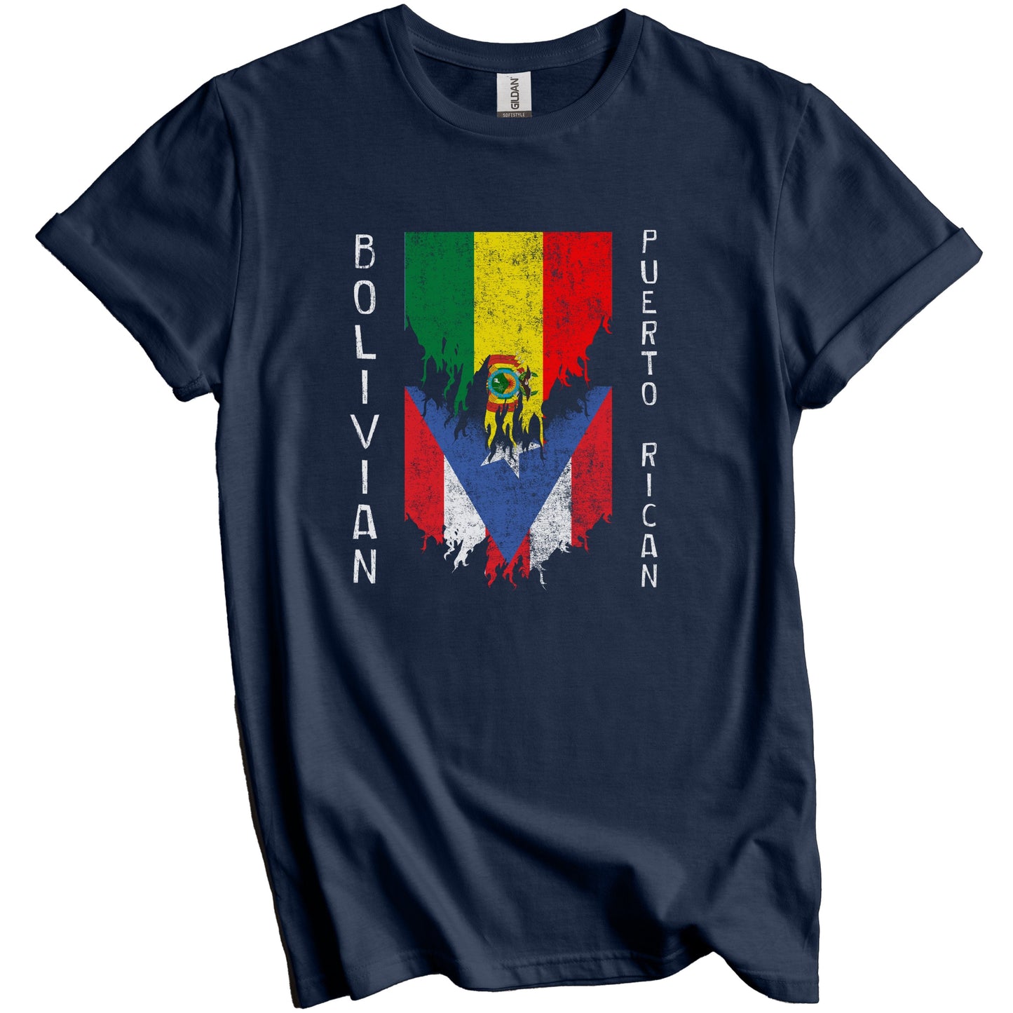 Bolivian Puerto Rican Flags Ripped Torn Bolivia Puerto Rico T-Shirt