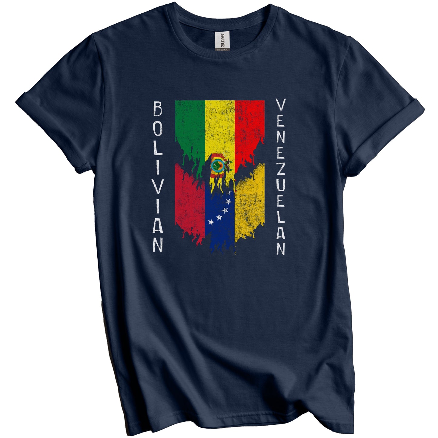 Bolivian Venezuelan Flags Ripped Torn Bolivia Venezuela T-Shirt