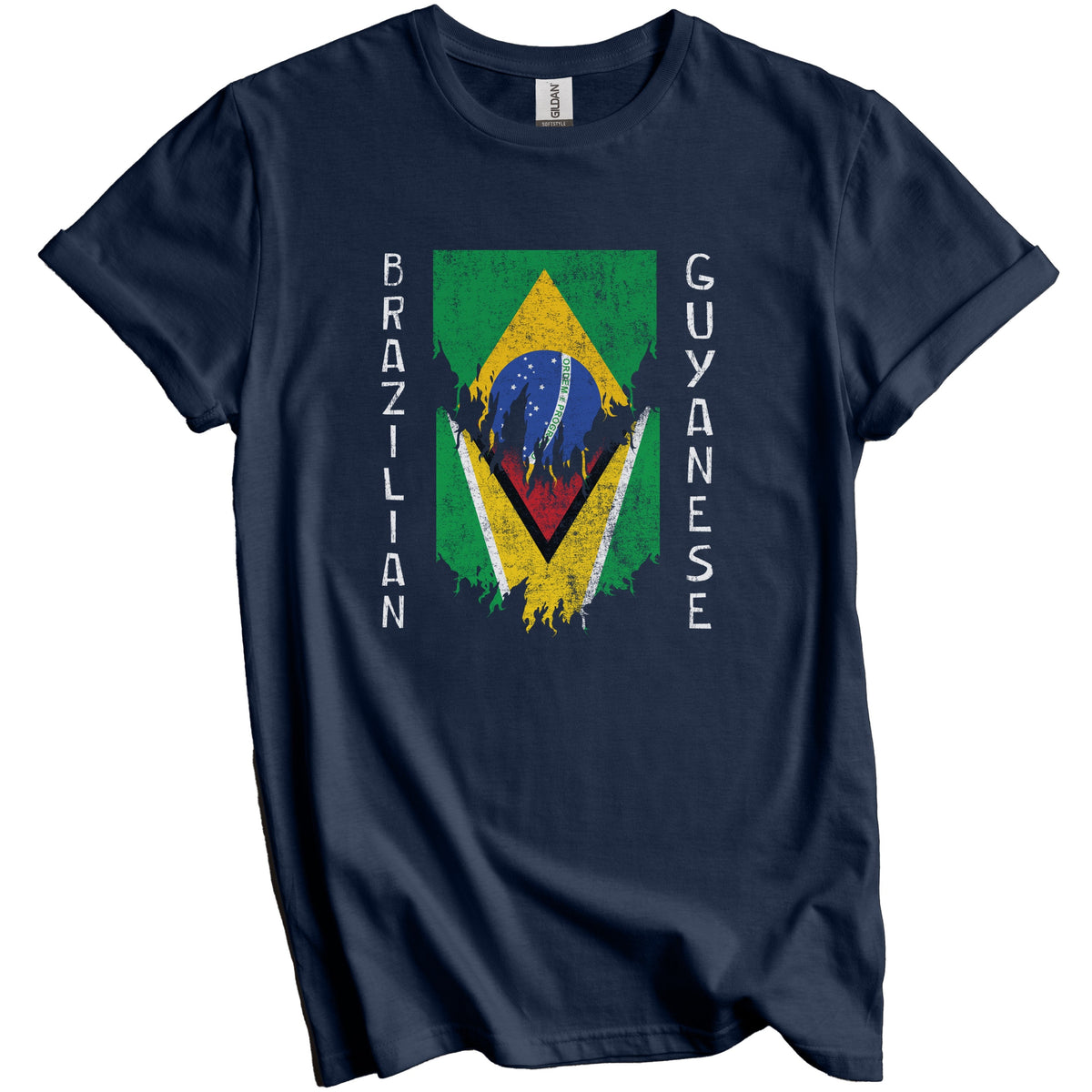 Brazilian Guyanese Flags Ripped Torn Brazil Guyana T-Shirt