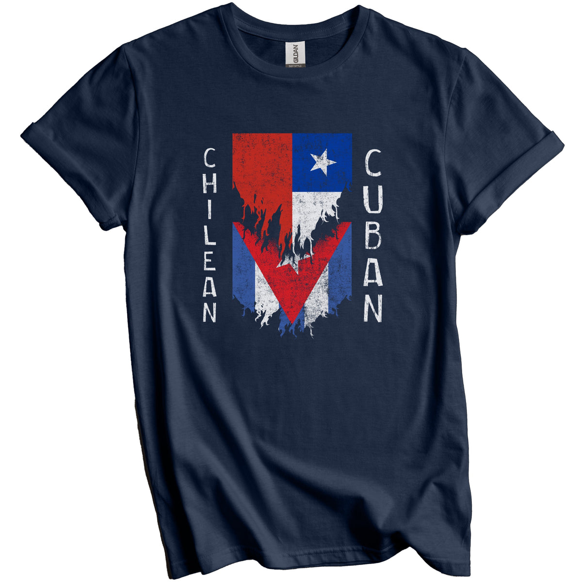 Chilean Cuban Flags Ripped Torn Chile Cuba T-Shirt