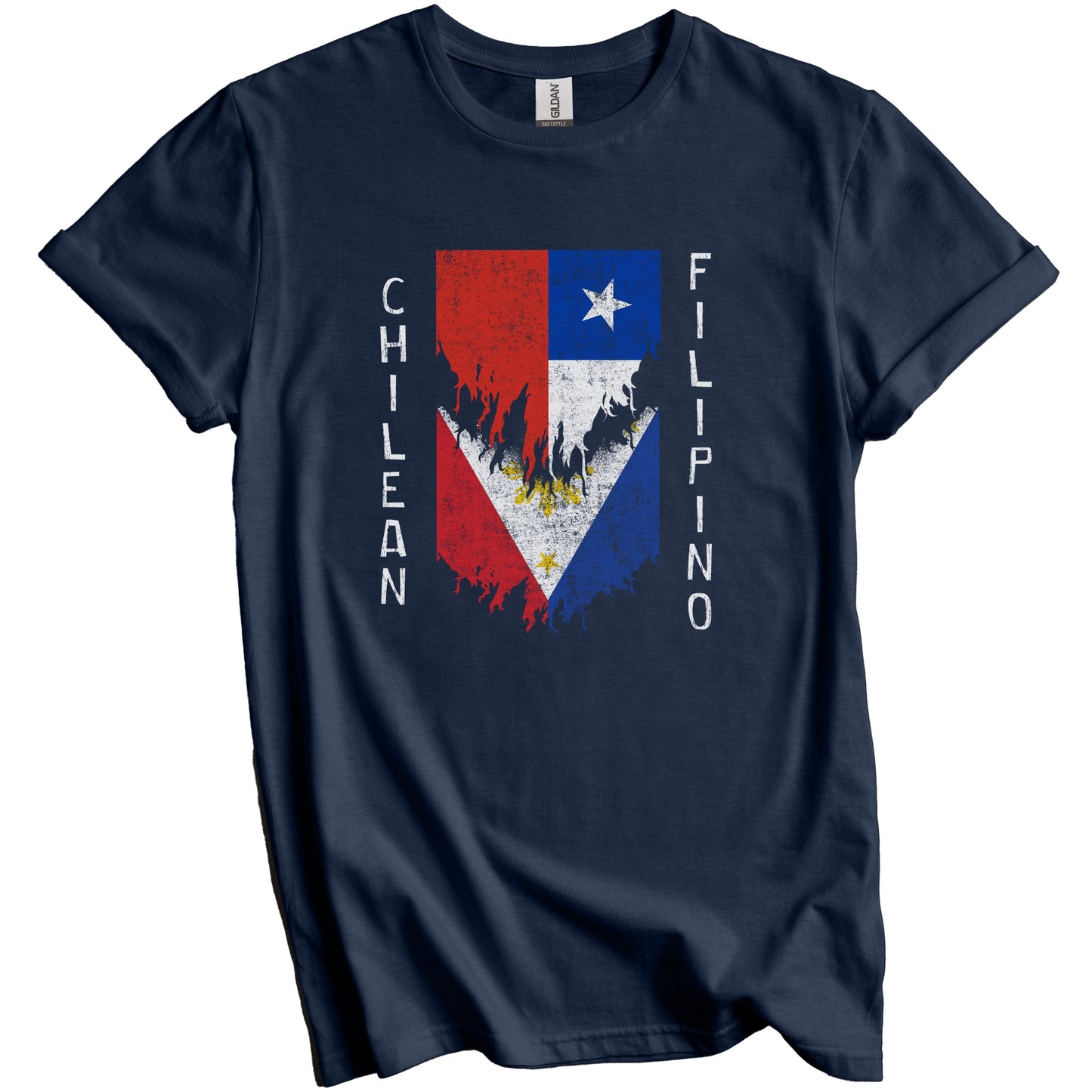 Chilean Filipino Flags Ripped Torn Chile Philippines T-Shirt