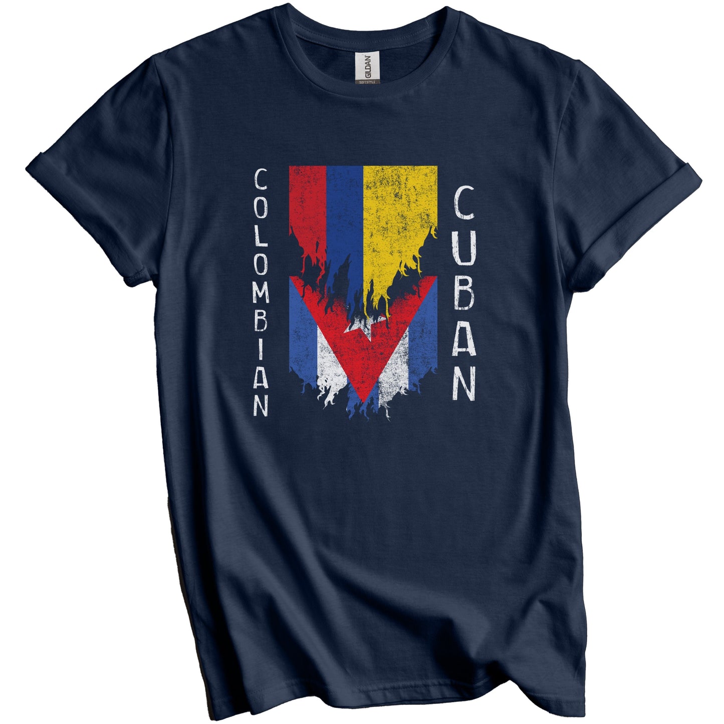 Colombian Cuban Flags Ripped Torn Colombia Cuba T-Shirt