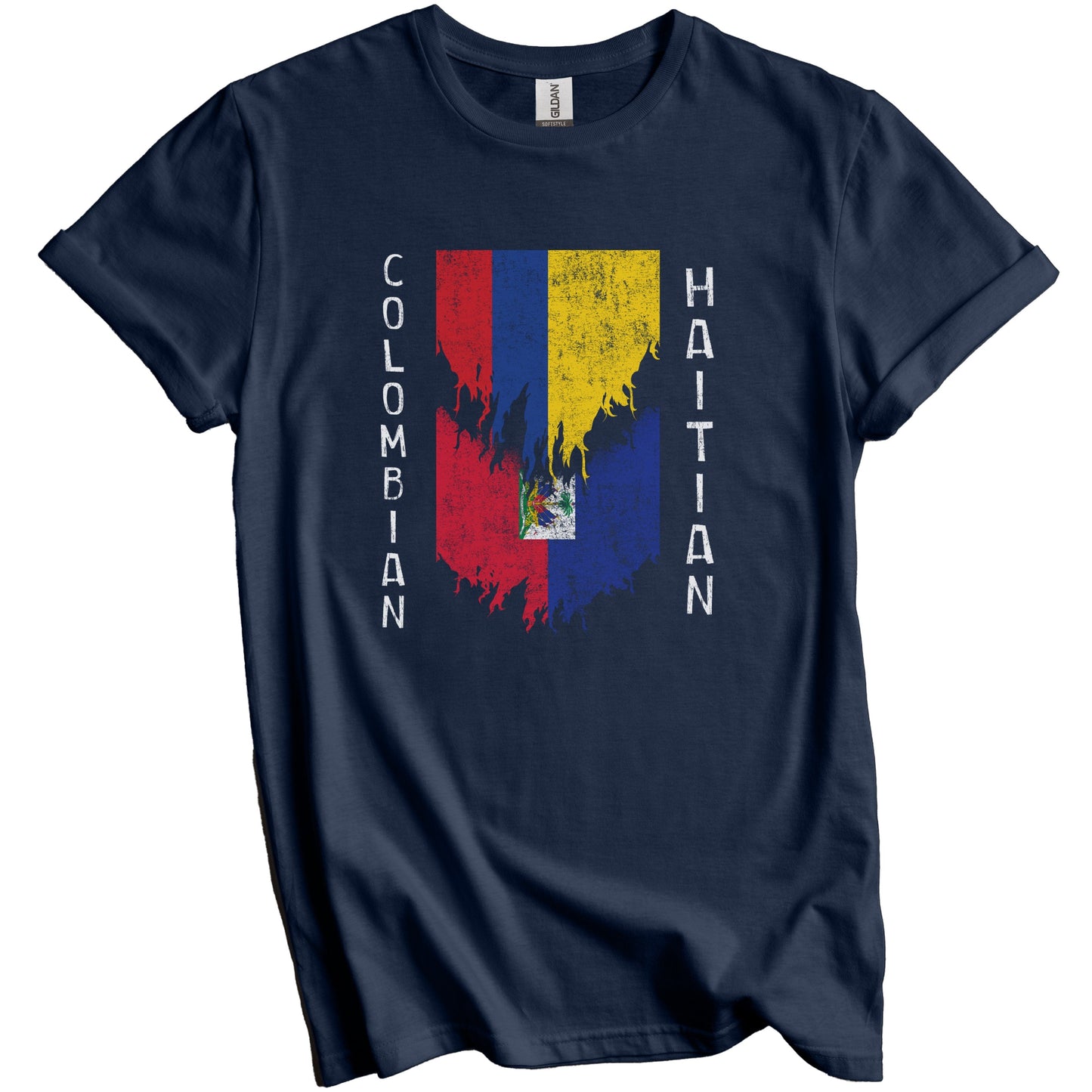 Colombian Haitian Flags Ripped Torn Colombia Haiti T-Shirt